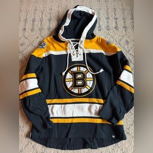 Boston Bruins Jersey Hoodie with Lace-Up Neck
